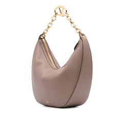 Medium Grainy Calfskin VLogo Moon Hobo
