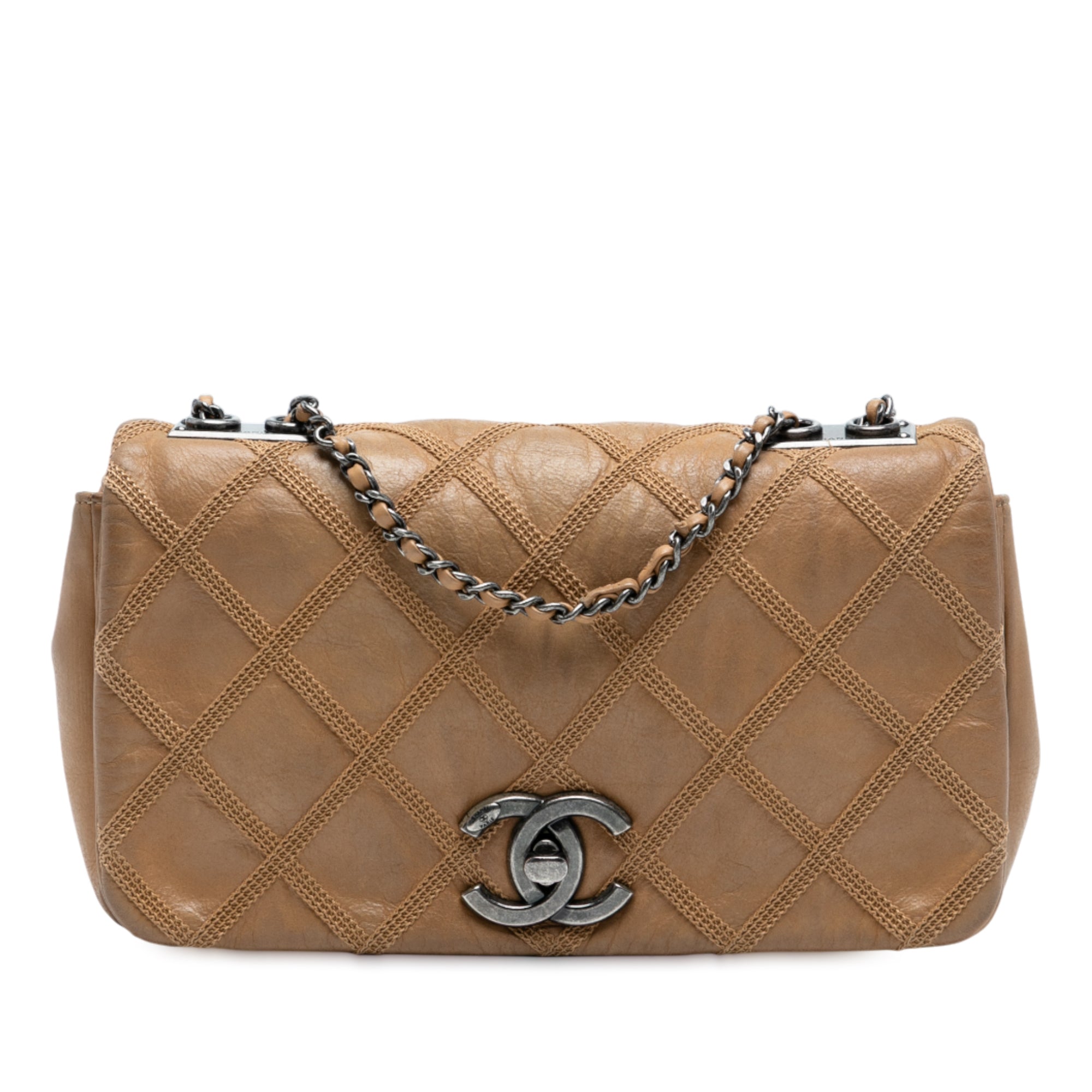 CC Aged Calfskin Diamond Stitch Flap