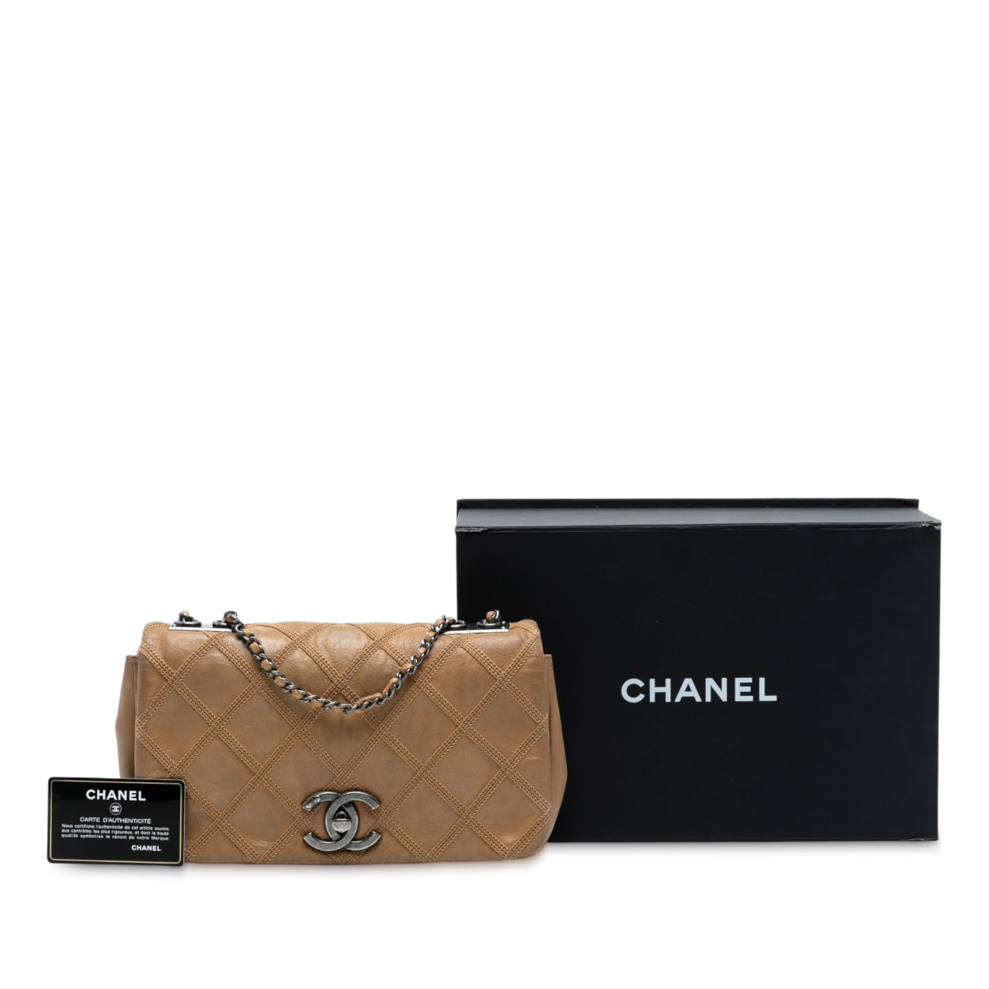 CC Aged Calfskin Diamond Stitch Flap