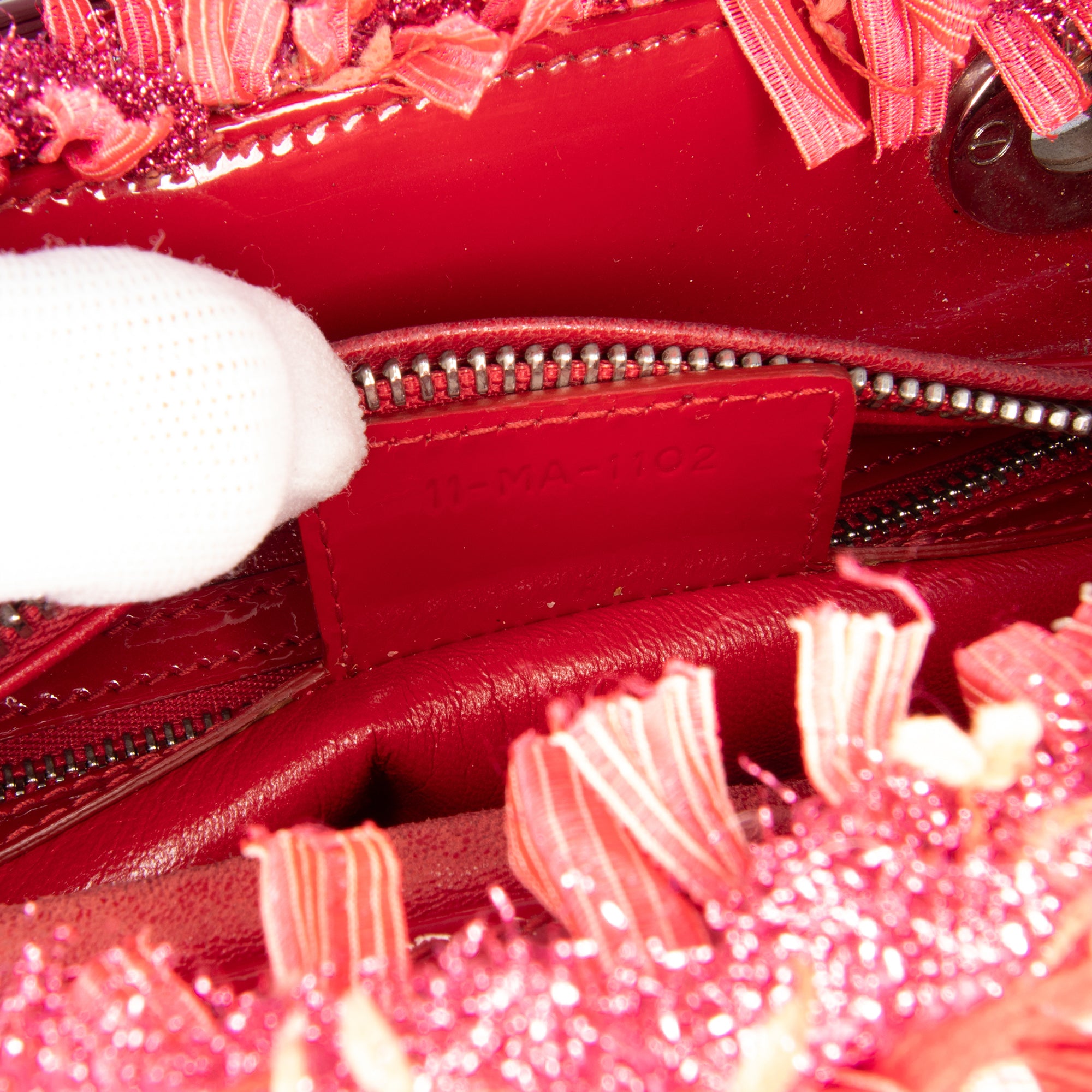 Medium Tweed Fringe Rhinestone Lady Dior