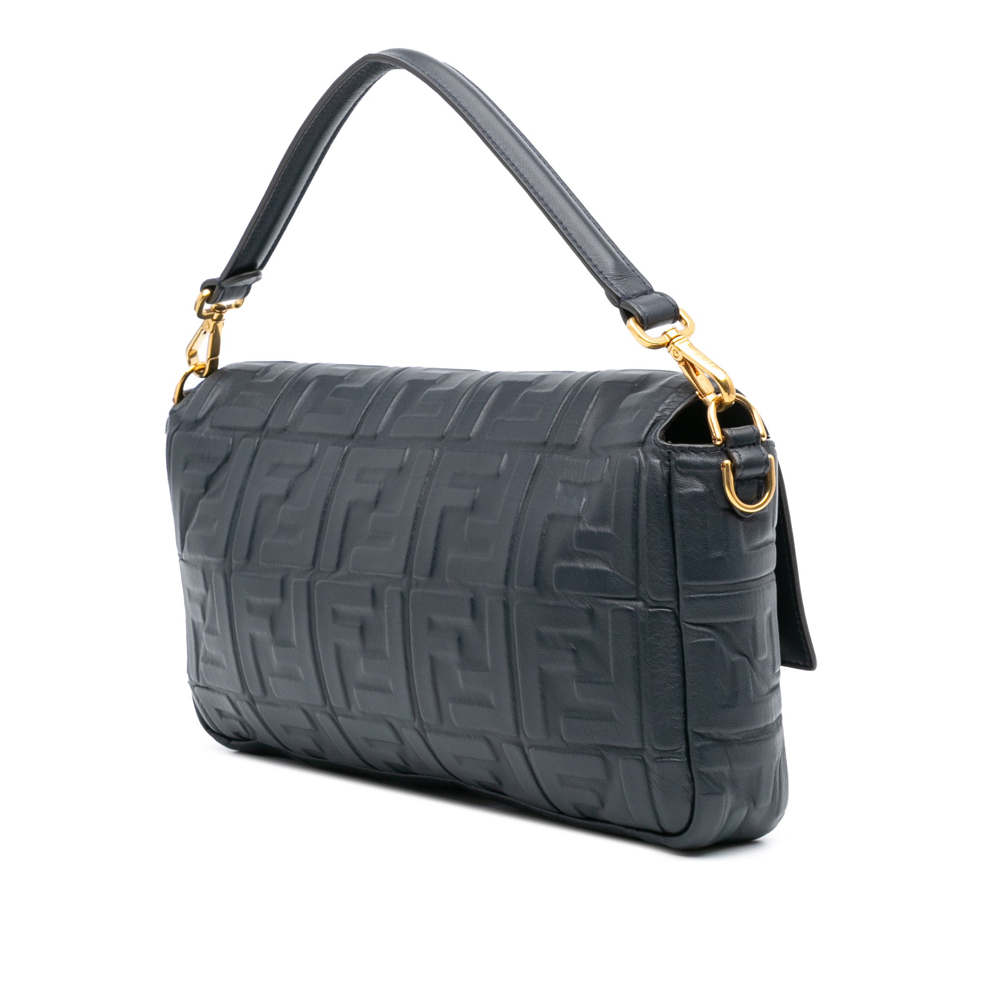 Large Zucca Embossed Leather Baguette Satchel
