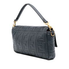 Large Zucca Embossed Leather Baguette Satchel