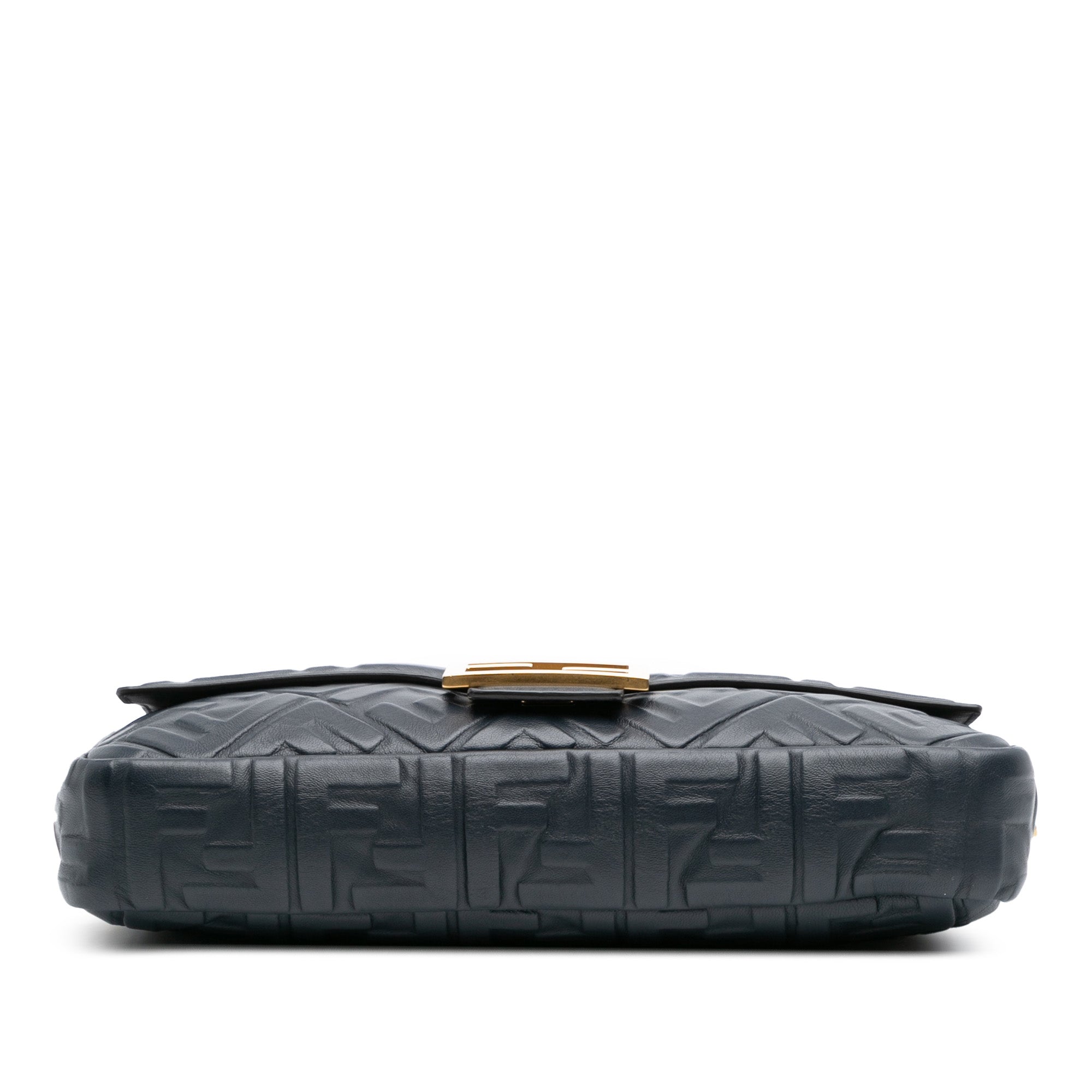 Large Zucca Embossed Leather Baguette Satchel