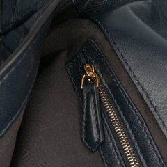 Large Zucca Embossed Leather Baguette Satchel