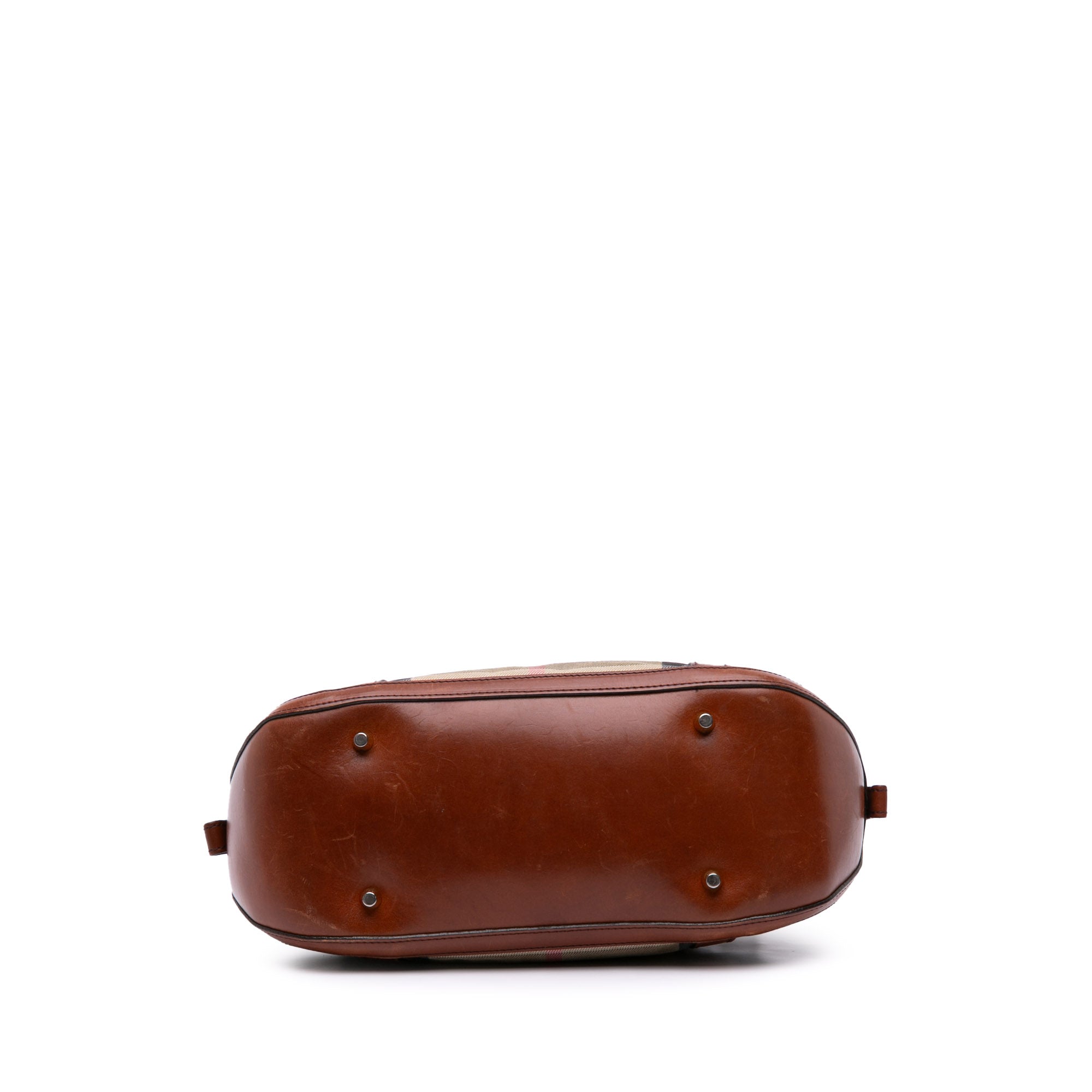 Small Leather Trimmed House Check Canvas Bridle Orchard Satchel