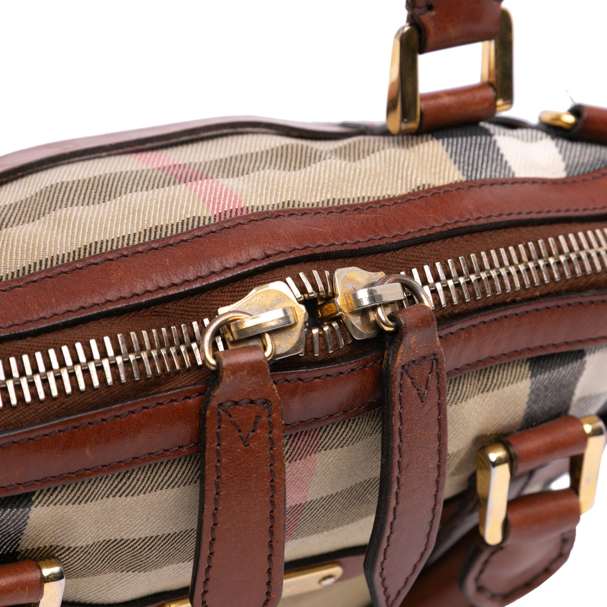 Small Leather Trimmed House Check Canvas Bridle Orchard Satchel