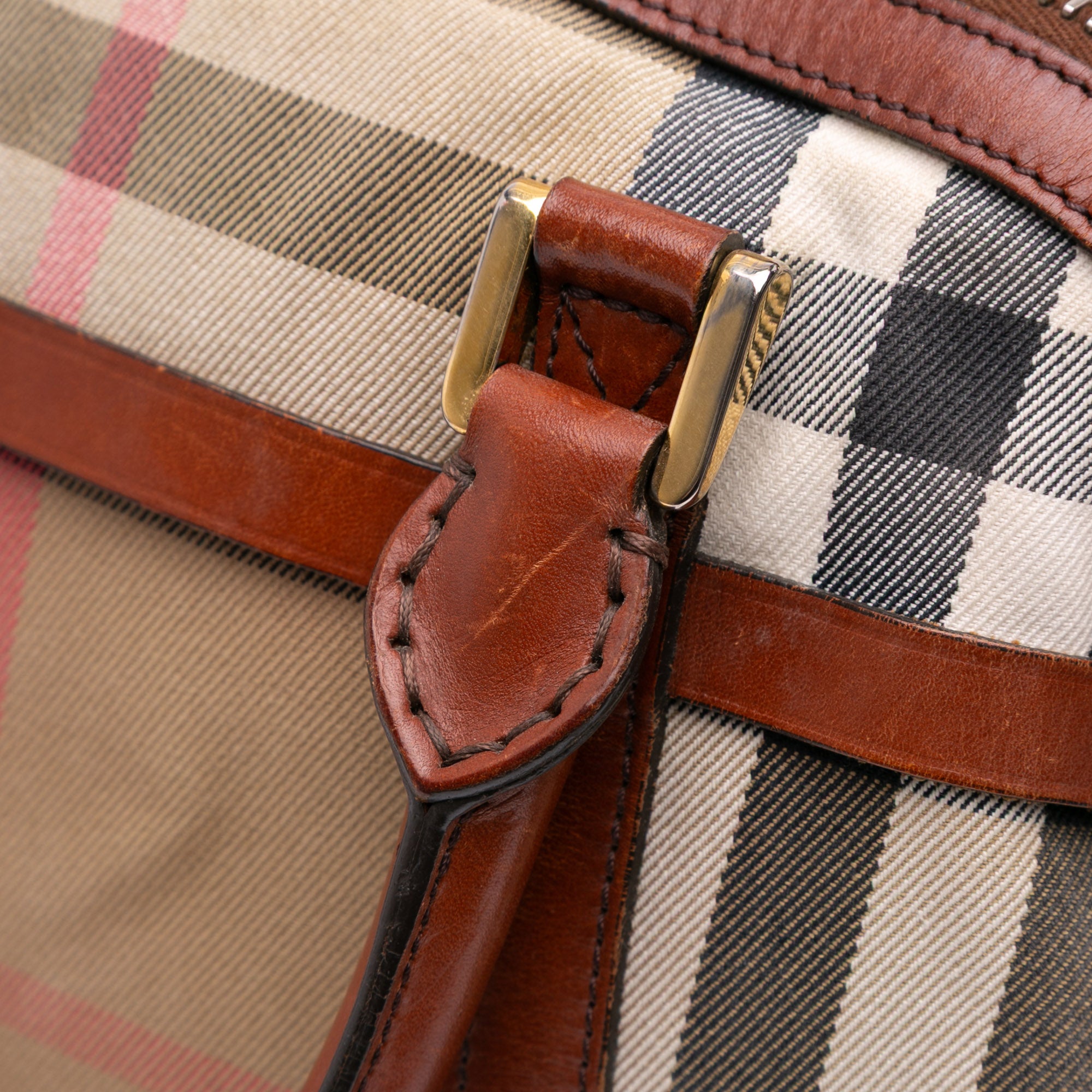 Small Leather Trimmed House Check Canvas Bridle Orchard Satchel