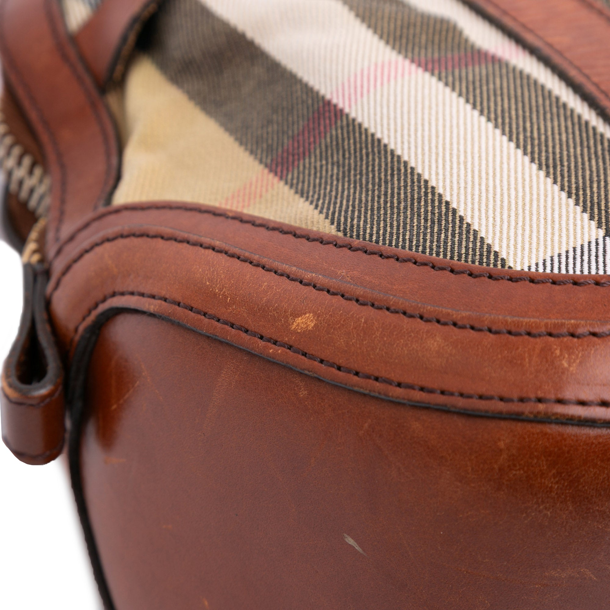 Small Leather Trimmed House Check Canvas Bridle Orchard Satchel