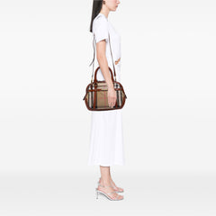 Small Leather Trimmed House Check Canvas Bridle Orchard Satchel