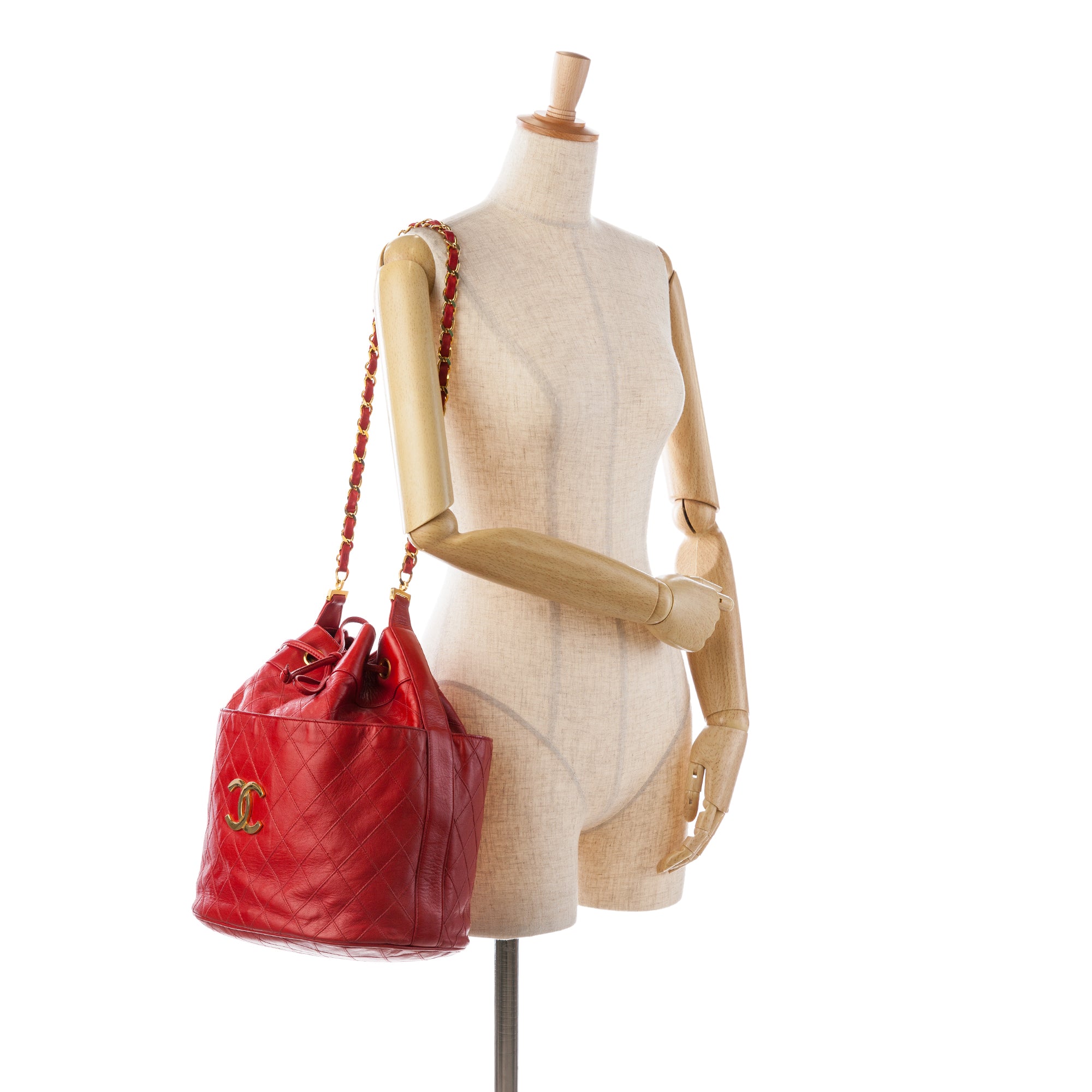 CC Quilted Lambskin Bucket Bag