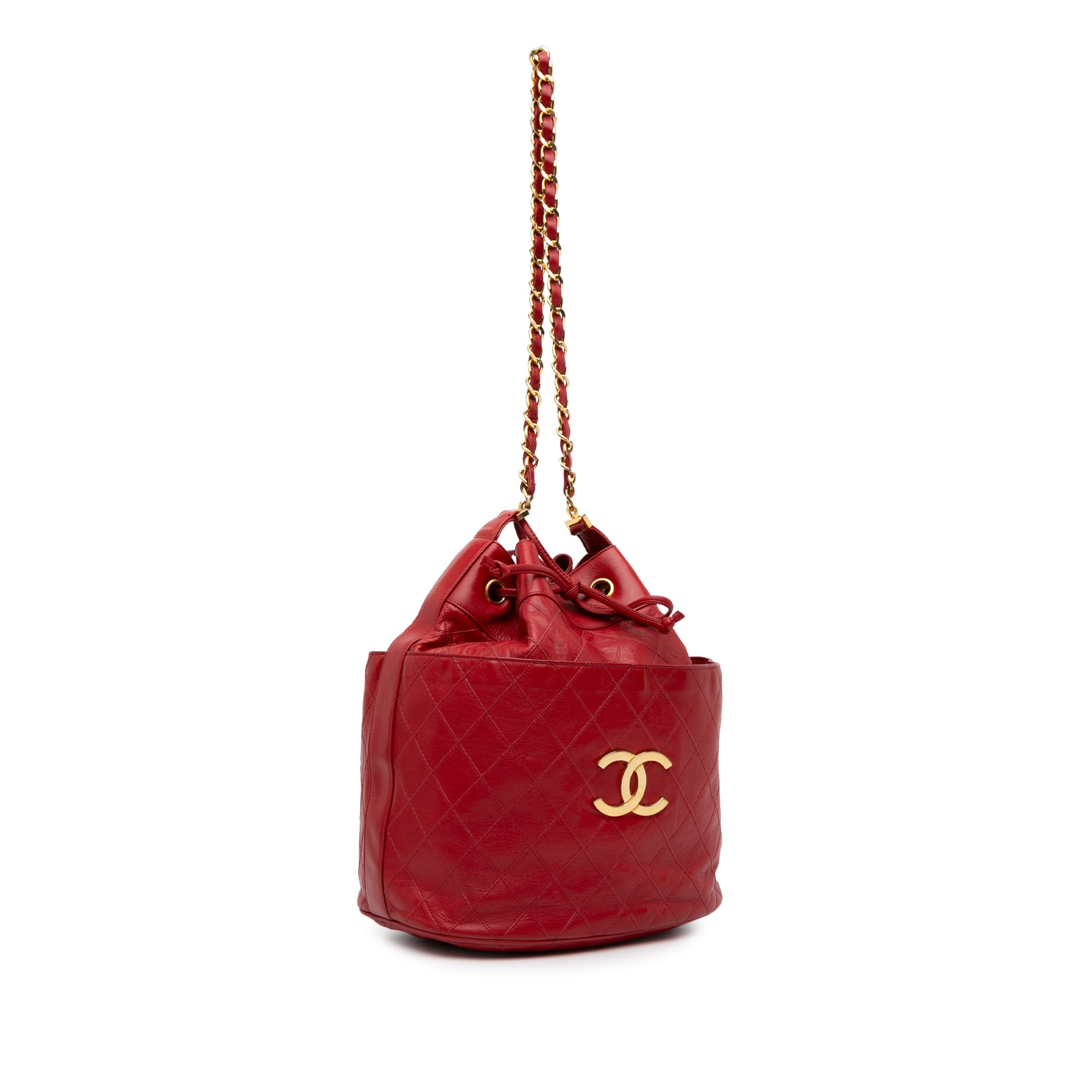 CC Quilted Lambskin Bucket Bag