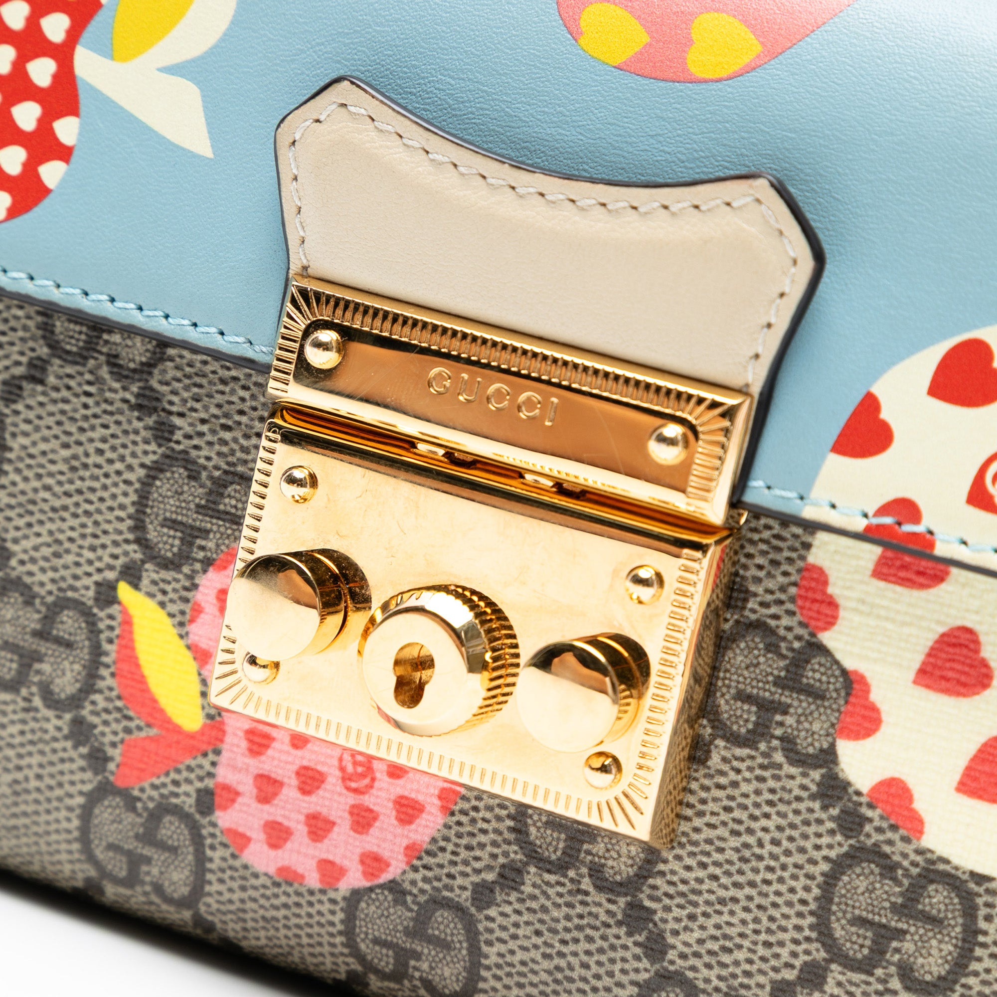 Mini GG Supreme Monogram Les Pommes Padlock Satchel