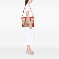 Large Saffiano Trimmed Canapa Convertible Tote