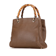 Small Calfskin Bamboo Shopper Satchel