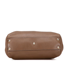 Small Calfskin Bamboo Shopper Satchel