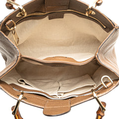Small Calfskin Bamboo Shopper Satchel