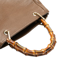Small Calfskin Bamboo Shopper Satchel