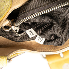 Suede Trimmed Leather Color Block Moon Shoulder Bag