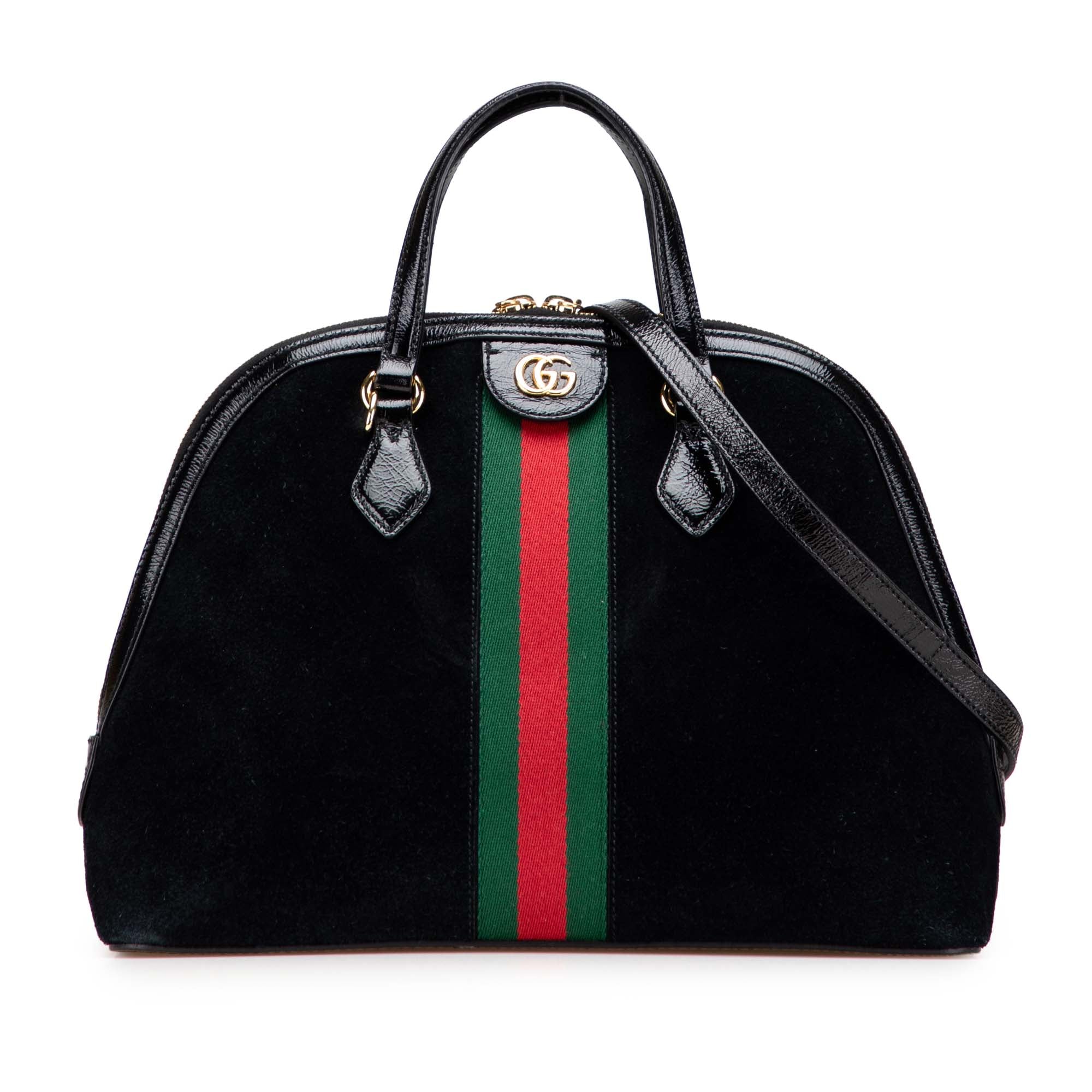Medium Suede Ophidia Web Dome Satchel