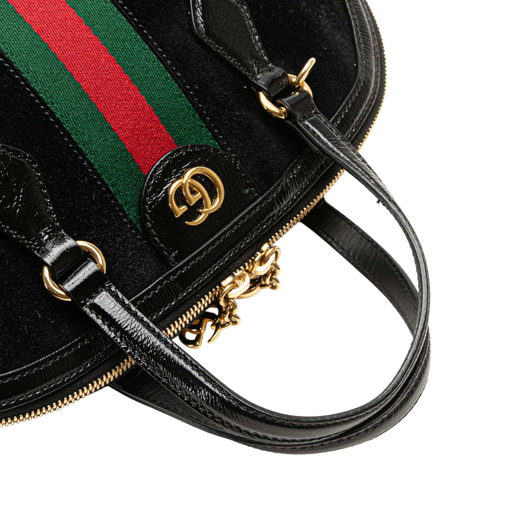 Medium Suede Ophidia Web Dome Satchel