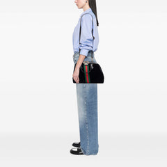 Medium Suede Ophidia Web Dome Satchel