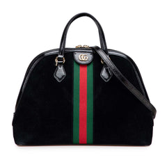 Medium Suede Ophidia Web Dome Satchel
