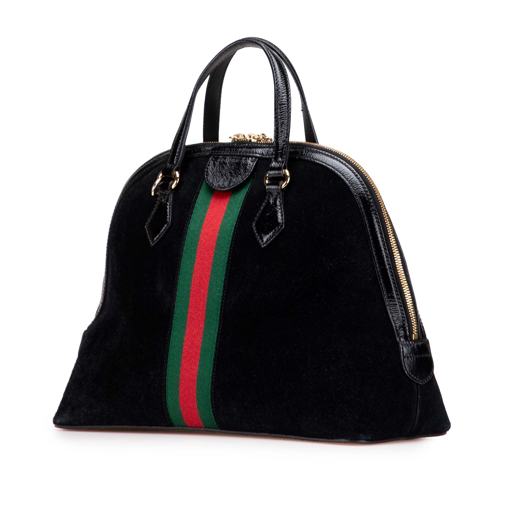 Medium Suede Ophidia Web Dome Satchel