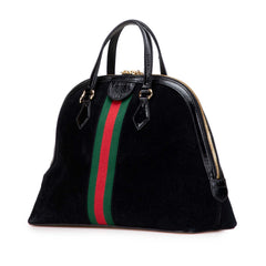 Medium Suede Ophidia Web Dome Satchel