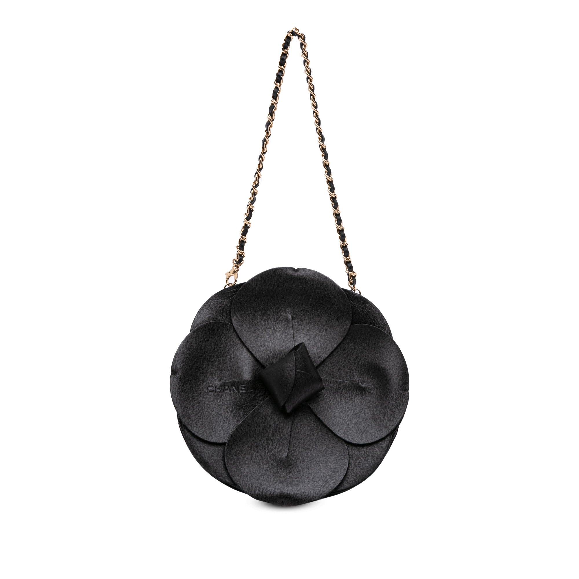 Lambskin and Satin Camellia Flower Evening Bag