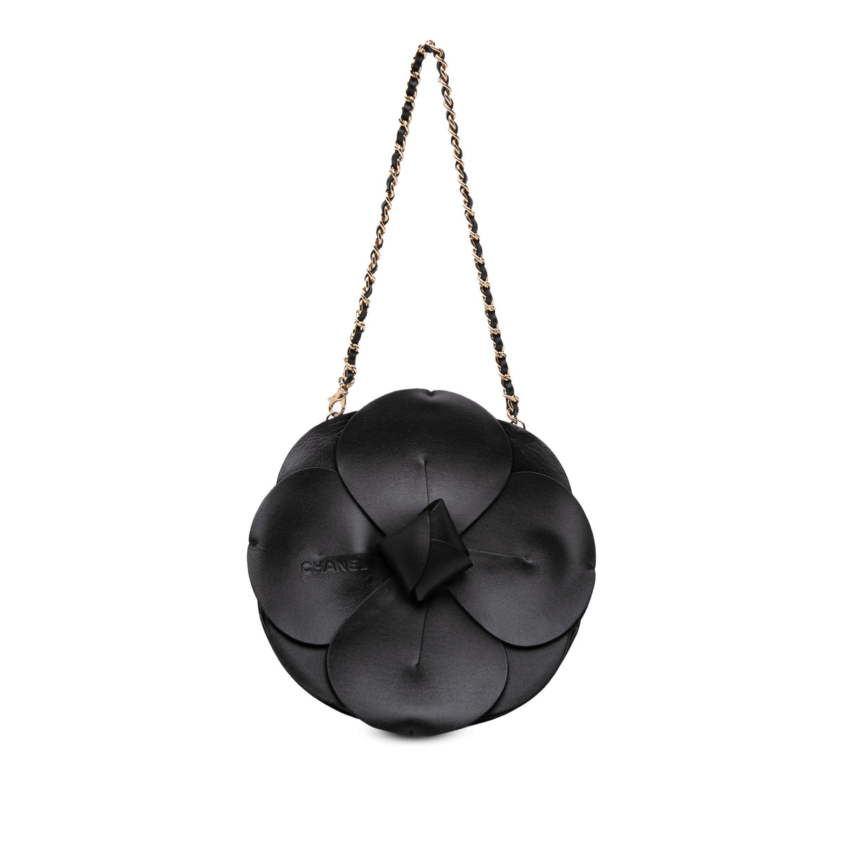 Lambskin and Satin Camellia Flower Evening Bag