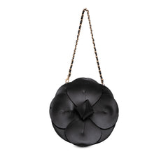 Lambskin and Satin Camellia Flower Evening Bag