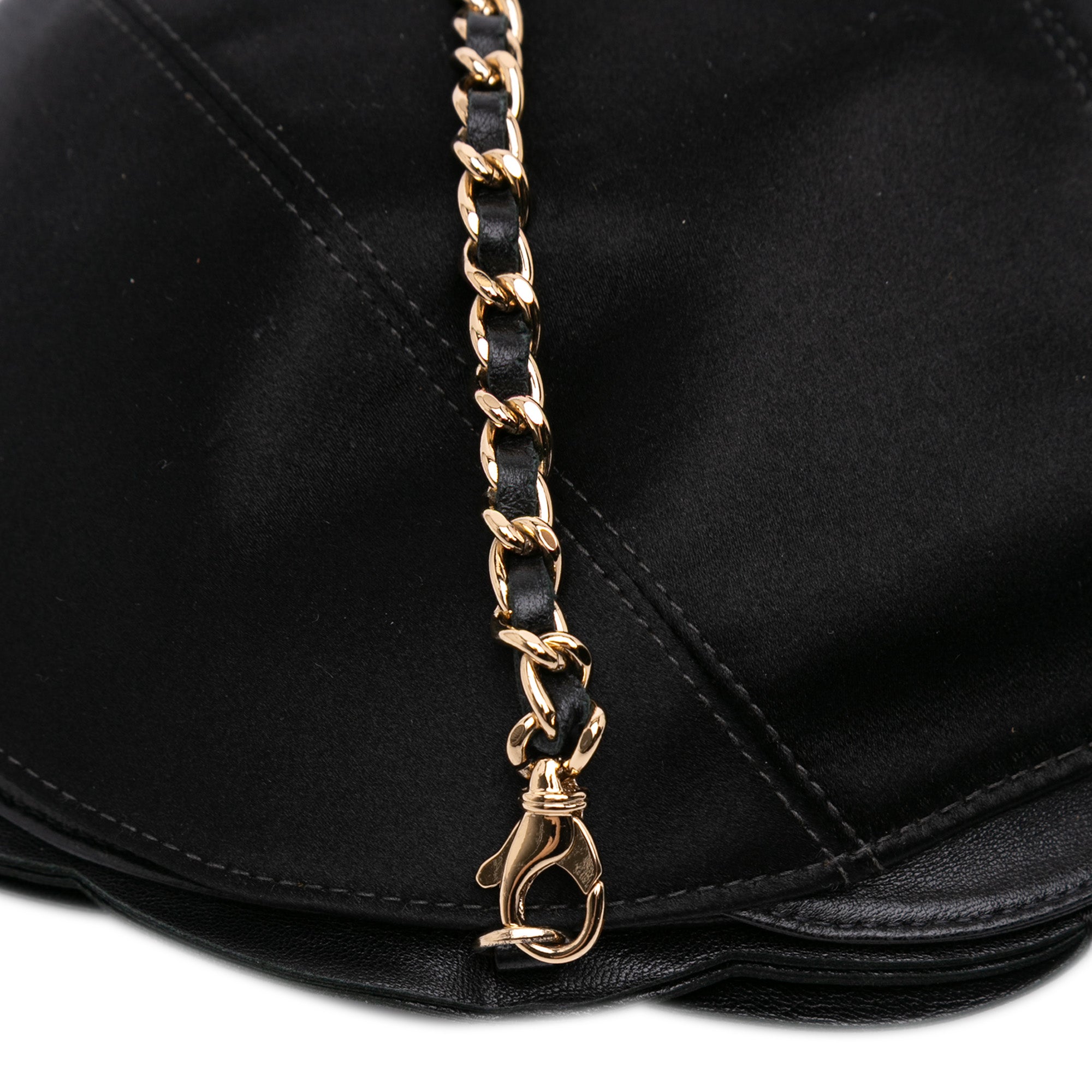 Lambskin and Satin Camellia Flower Evening Bag