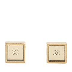 Gold Plated Square CC Mirror Push Back Earrings
