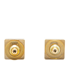 Gold Plated Square CC Mirror Push Back Earrings