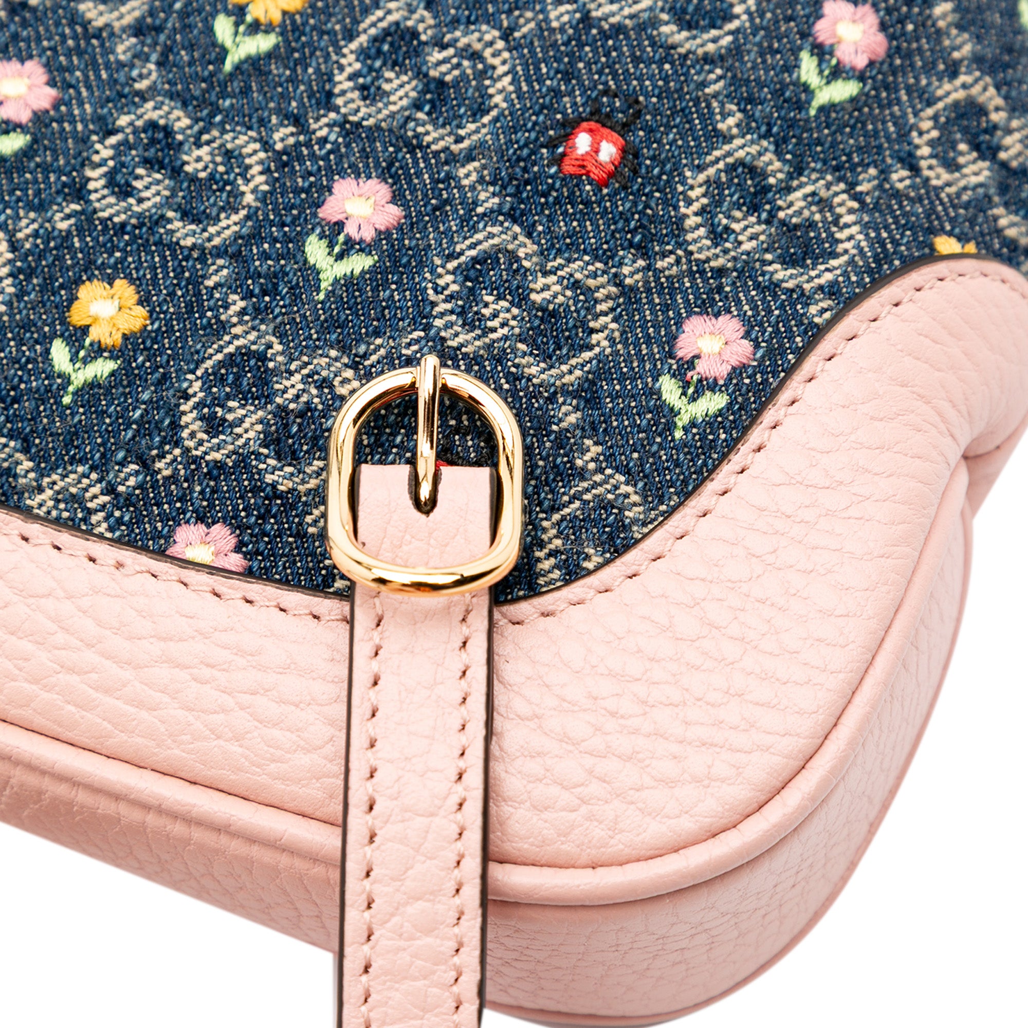 Limited Edition Mini GG Denim Embroidered Floral Jackie 1961 Crossbody