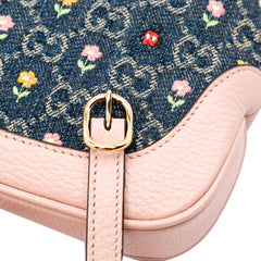 Limited Edition Mini GG Denim Embroidered Floral Jackie 1961 Crossbody