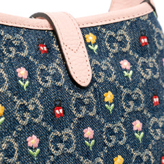 Limited Edition Mini GG Denim Embroidered Floral Jackie 1961 Crossbody