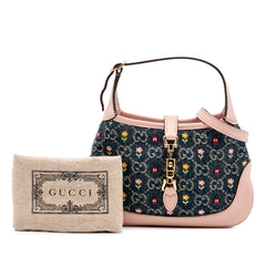 Limited Edition Mini GG Denim Embroidered Floral Jackie 1961 Crossbody