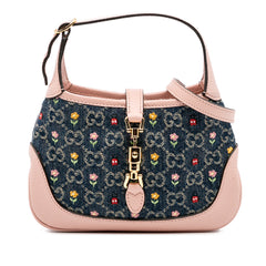 Limited Edition Mini GG Denim Embroidered Floral Jackie 1961 Crossbody