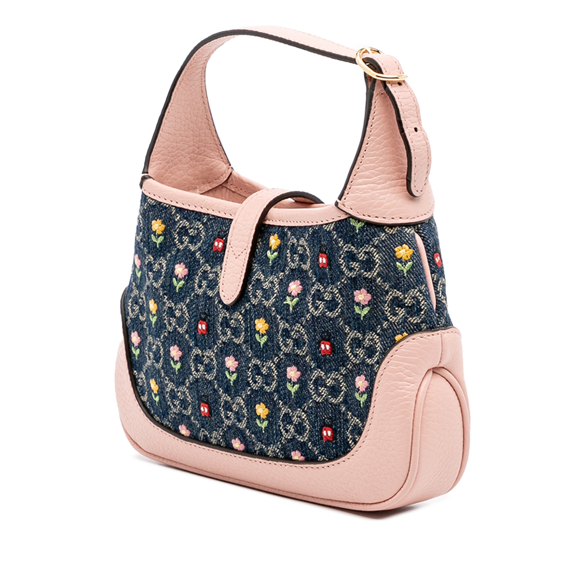 Limited Edition Mini GG Denim Embroidered Floral Jackie 1961 Crossbody