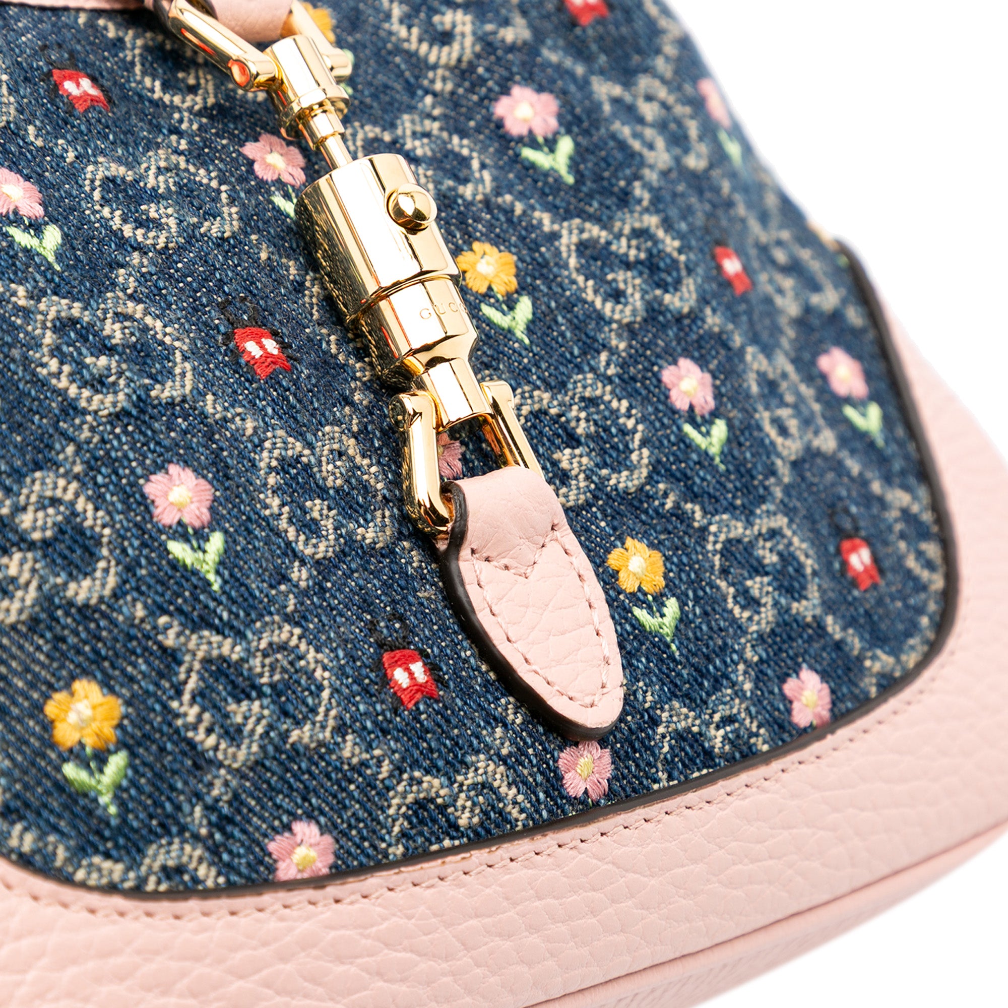 Limited Edition Mini GG Denim Embroidered Floral Jackie 1961 Crossbody
