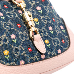 Limited Edition Mini GG Denim Embroidered Floral Jackie 1961 Crossbody