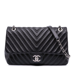 Jumbo Classic Chevron Lambskin Double Stitch Single Flap