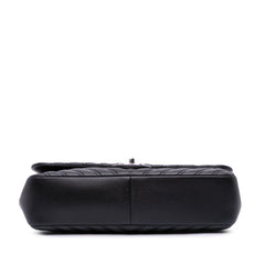 Jumbo Classic Chevron Lambskin Double Stitch Single Flap