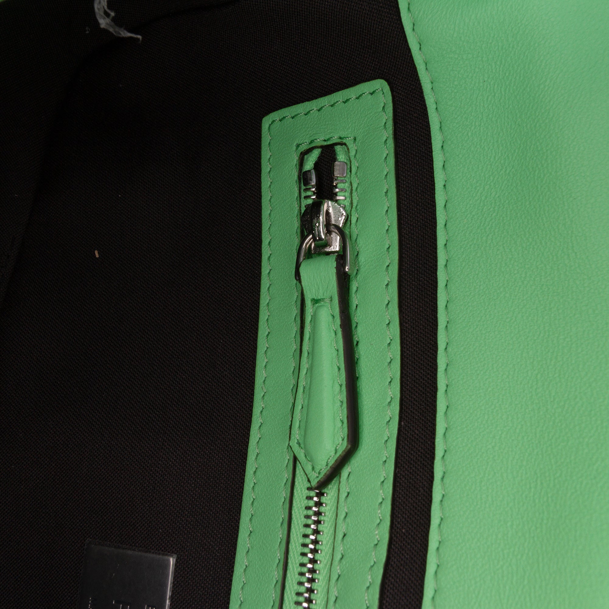 Zucca Embossed Stitched Leather Baguette Satchel