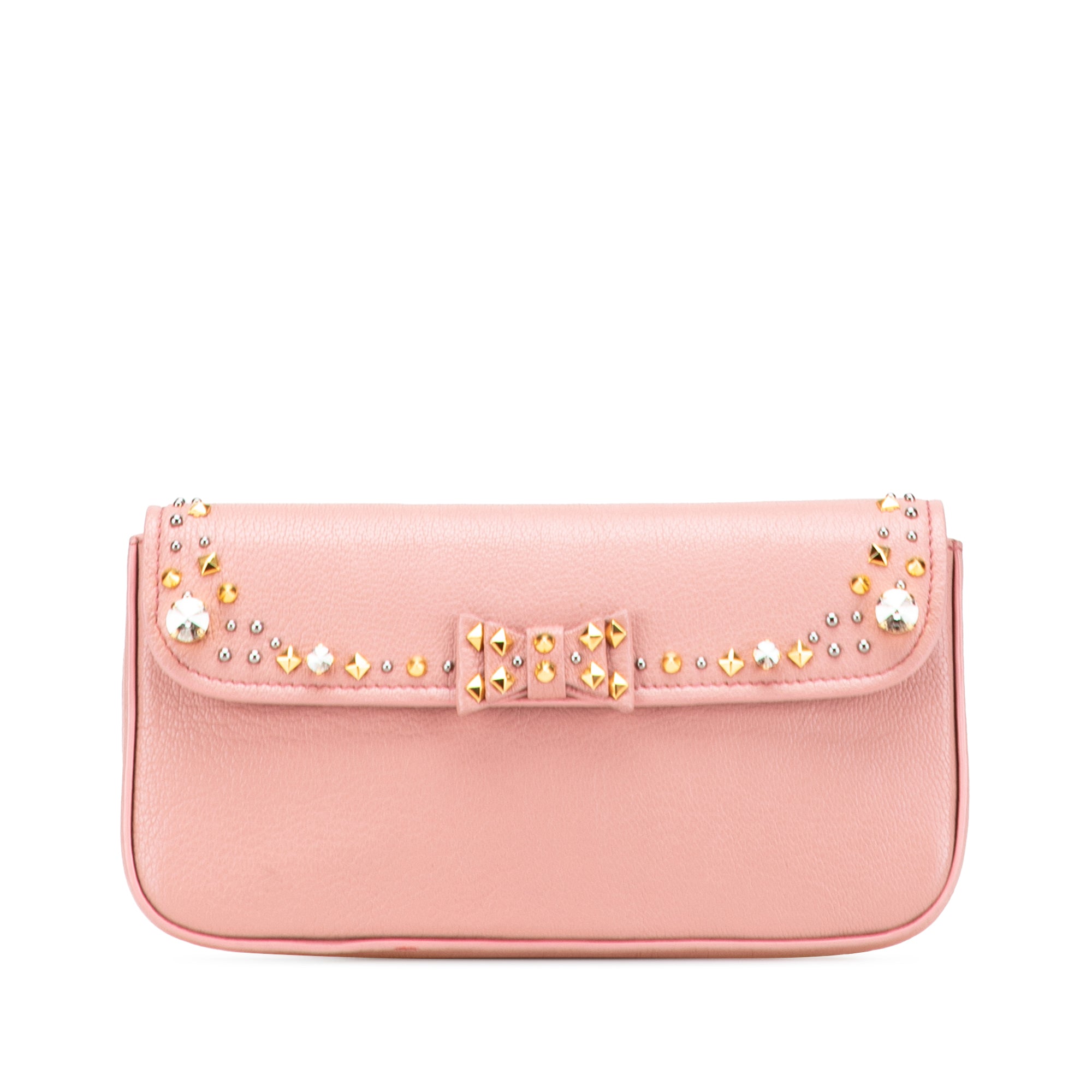 Goatskin Madras Crystal Studded Clutch