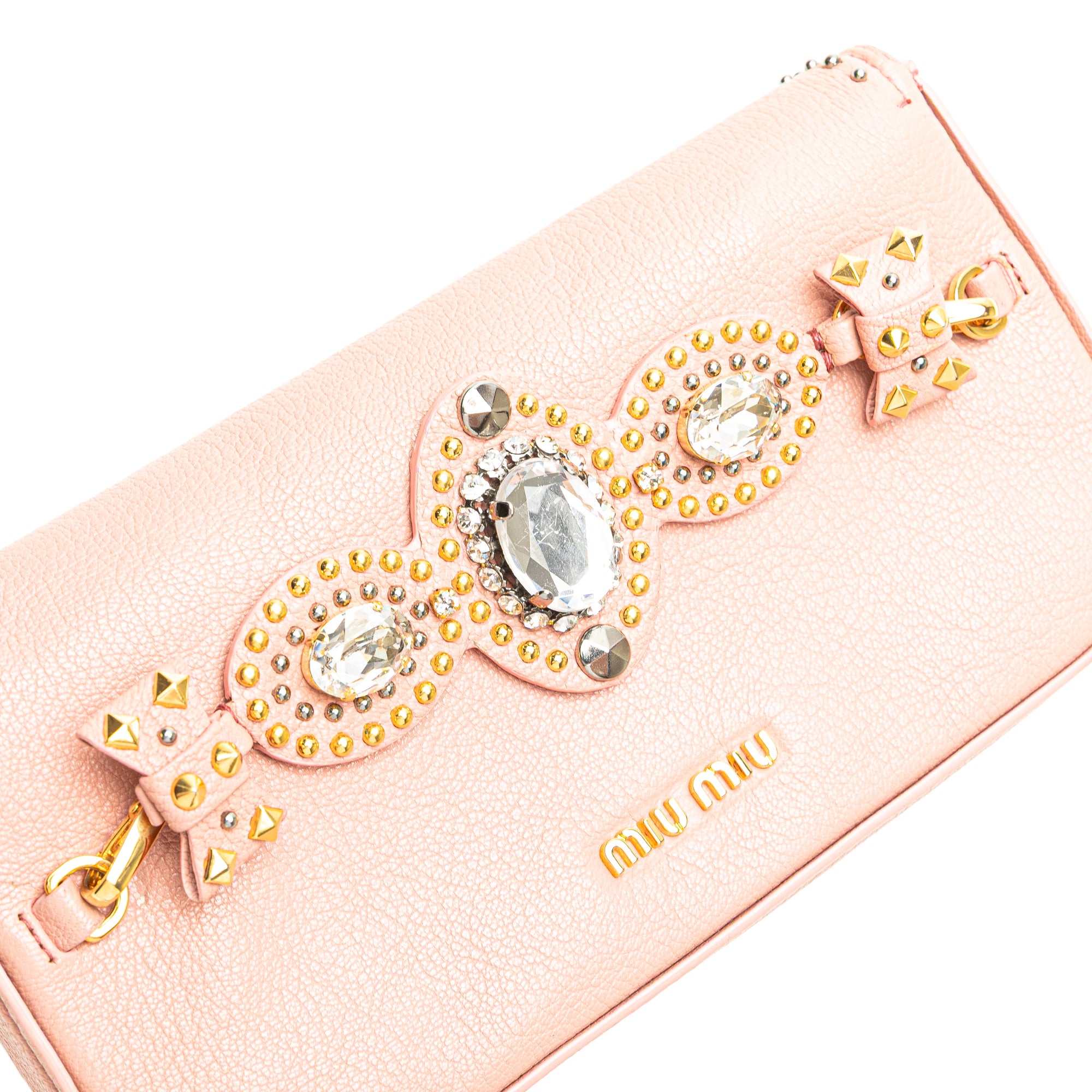 Goatskin Madras Crystal Studded Clutch
