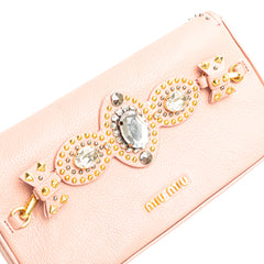 Goatskin Madras Crystal Studded Clutch