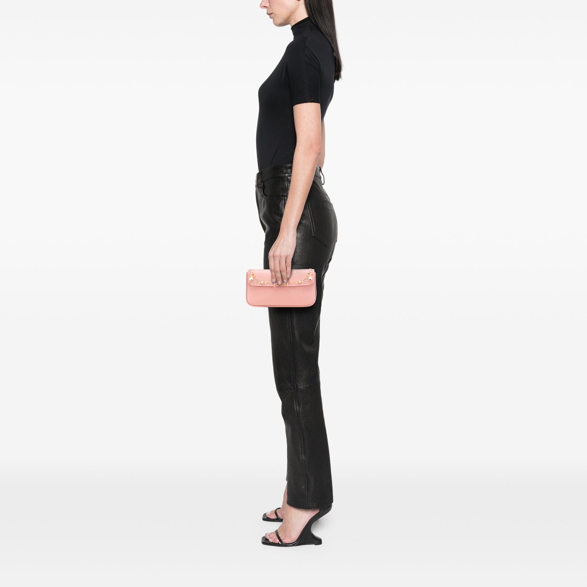Goatskin Madras Crystal Studded Clutch