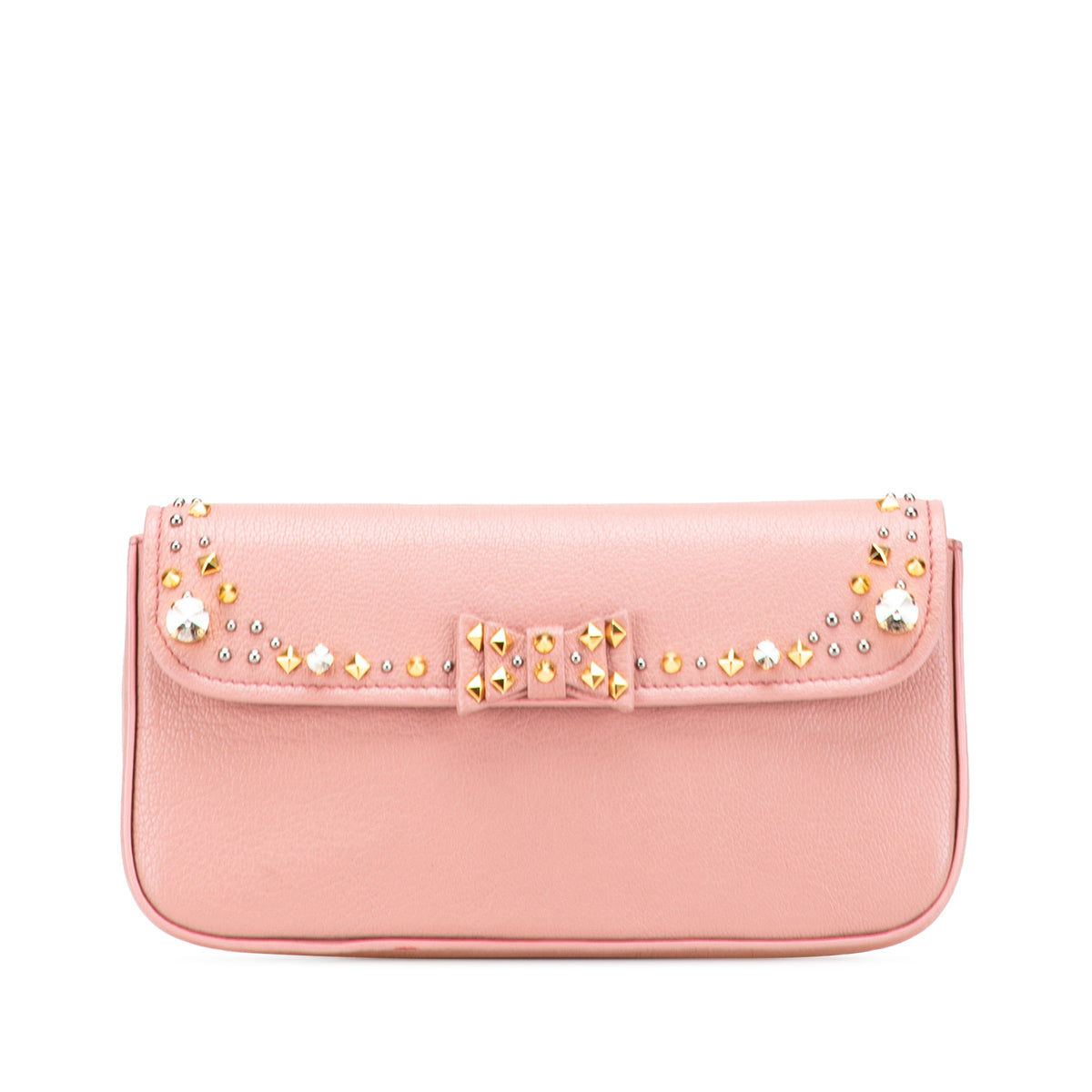 Goatskin Madras Crystal Studded Clutch